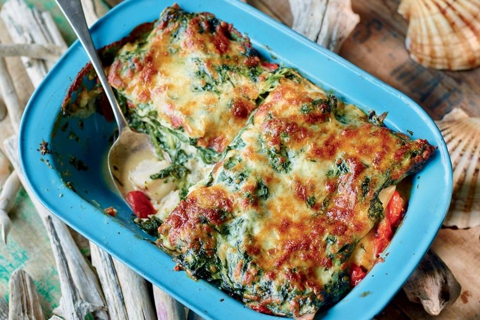 Lasagnes de poisson aux épinards et tomates
