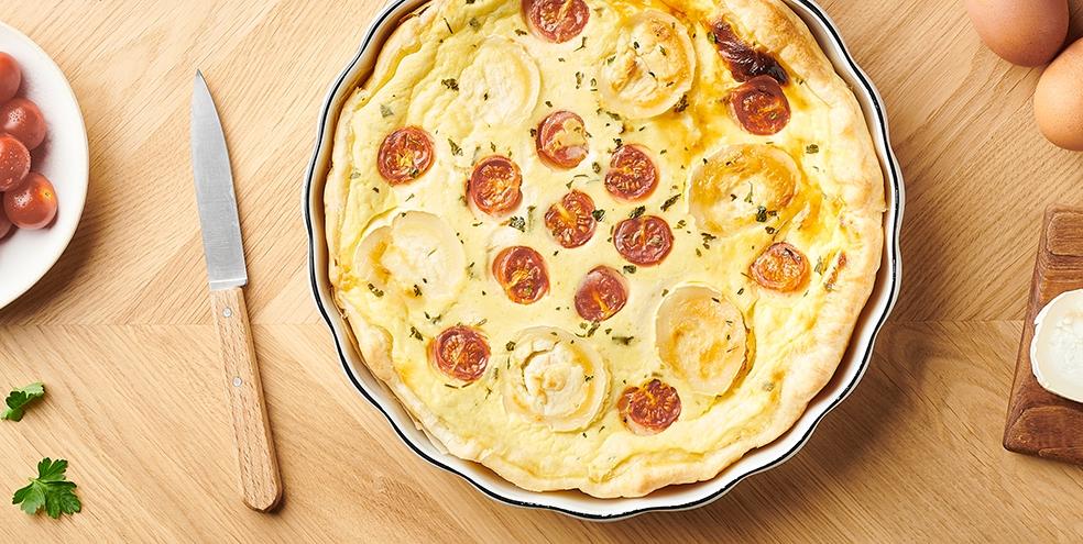 Tarte au fromage de chèvre et tomates cerises
