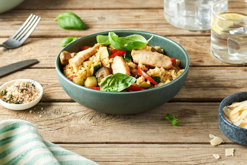 Risotto de quinoa, poulet et légumes du soleil