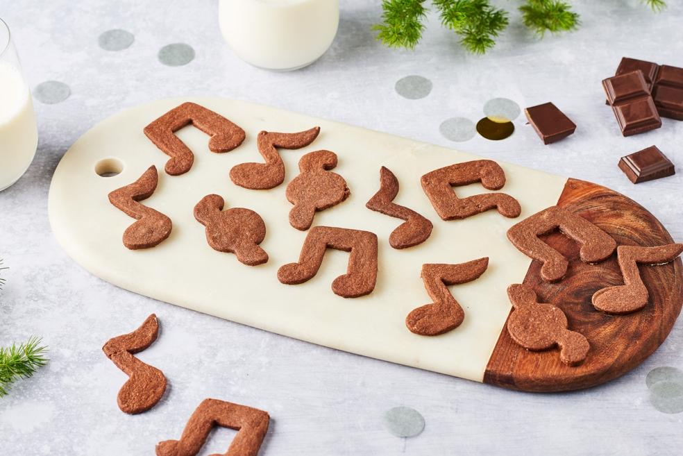 Sablés au chocolat forme de notes de musique