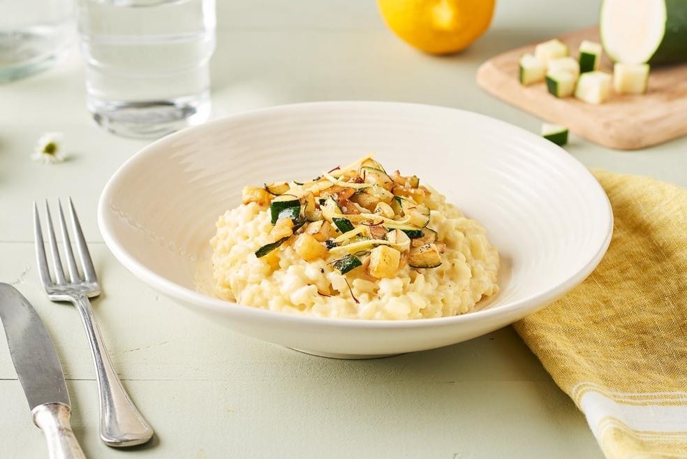 Risotto jaune au citron et courgette