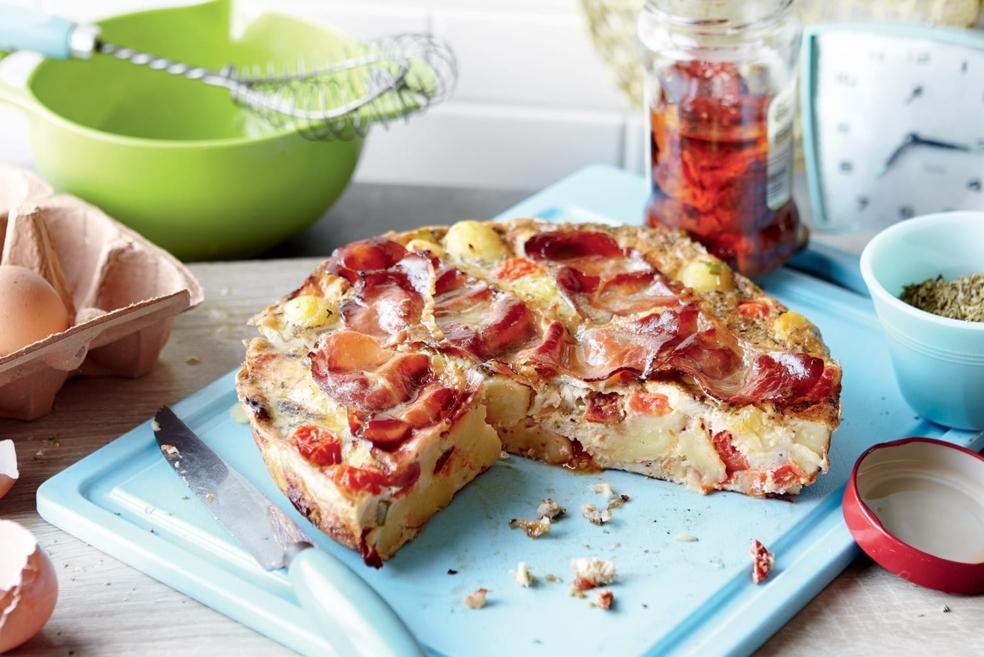 Frittata aux gnocchi et au bacon