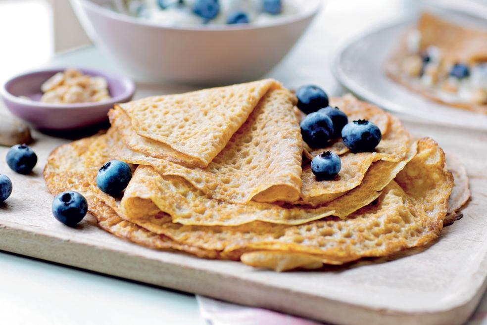 Crêpes au fromage blanc et myrtilles