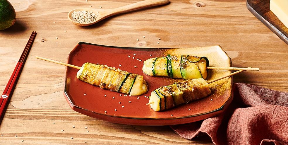 Yakitoris revisités : courgette et emmental