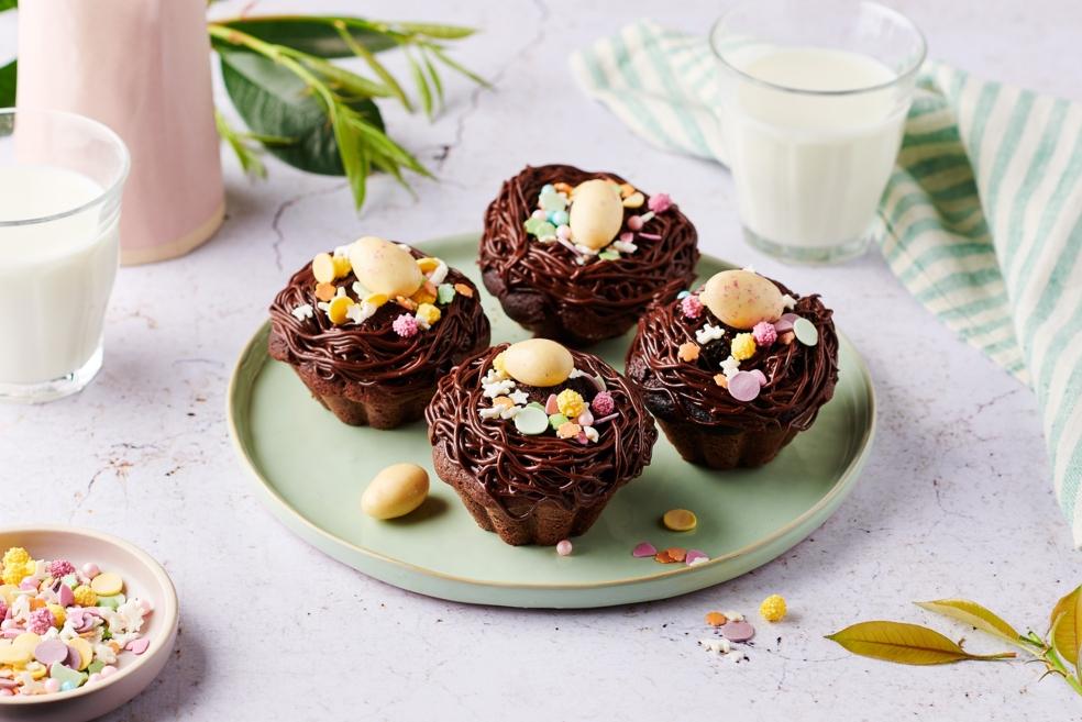 Cupcakes nid de Pâques au chocolat