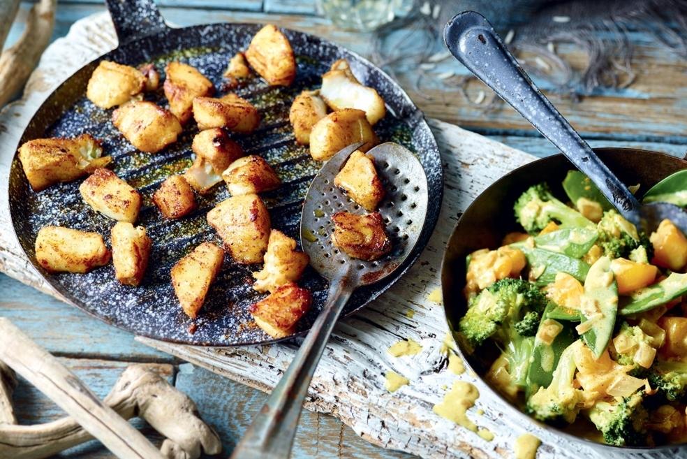 Curry de poisson aux brocolis et à la mangue
