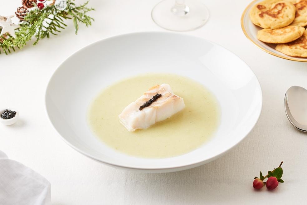 Velouté de cabillaud, estragon et caviar