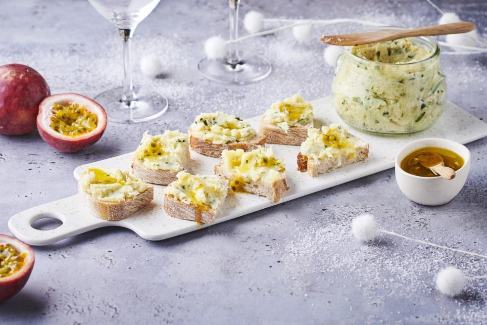 Rillette de crabe, coriandre et fruits de la passion