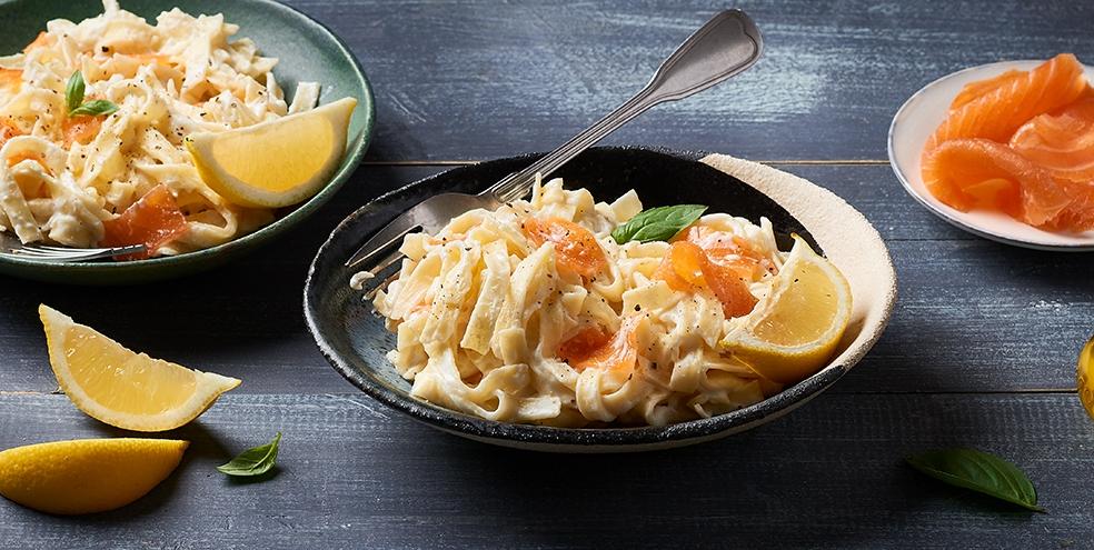 Tagliatelles au citron, saumon et ricotta