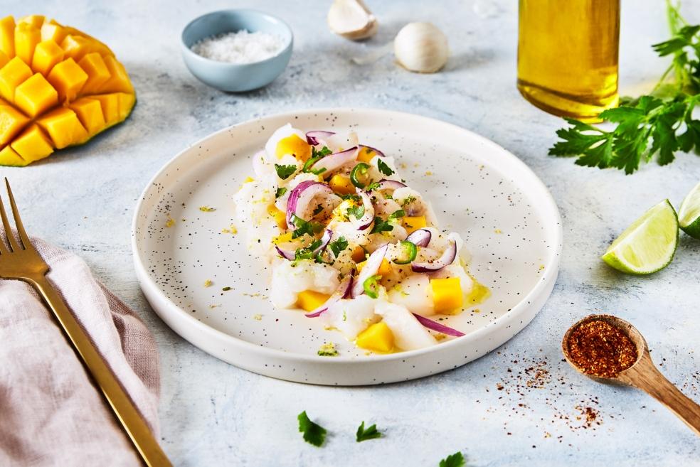 Ceviche de lieu noir à la mangue