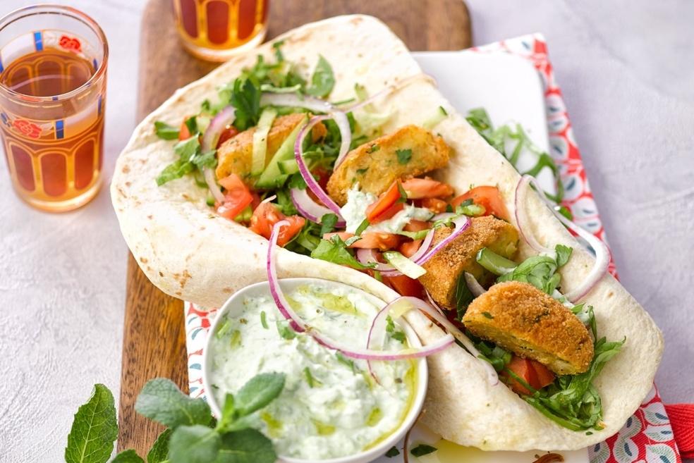 Wrap de falafels sauce yaourt concombre