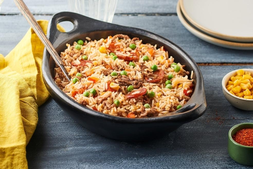 Mexican rice à la viande hachée et chorizo
