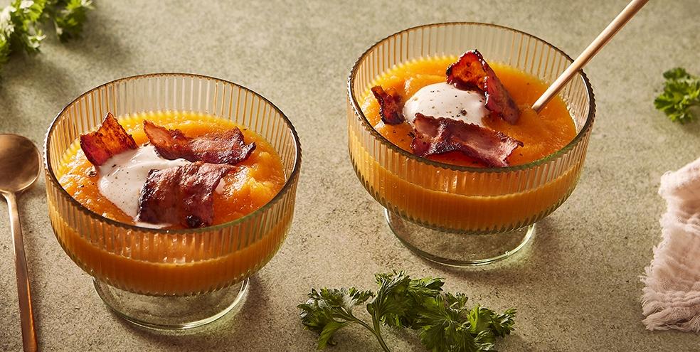 Velouté de carottes au bacon croustillant