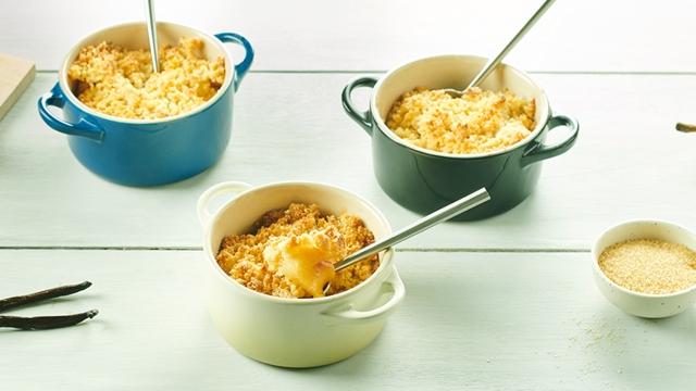 Mini crumbles poires et vanille
