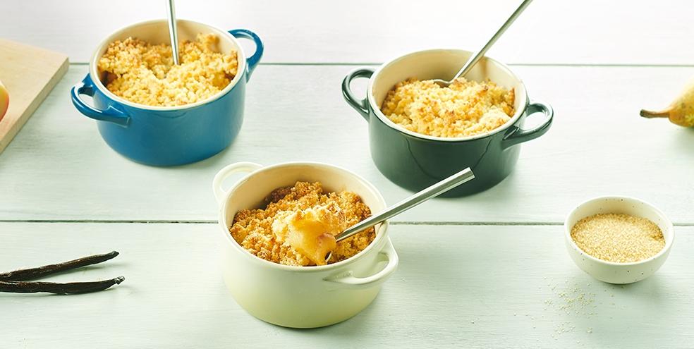 Mini crumbles poires et vanille
