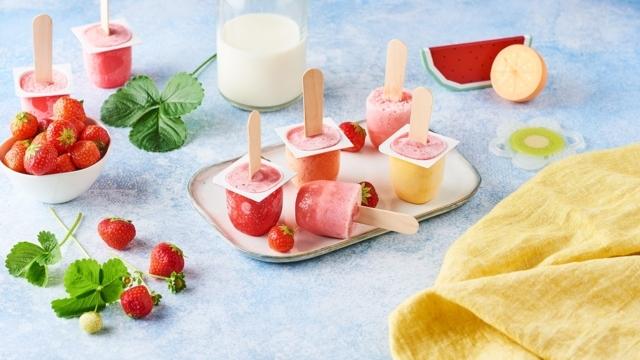 Glace à la fraise et lait d'amande