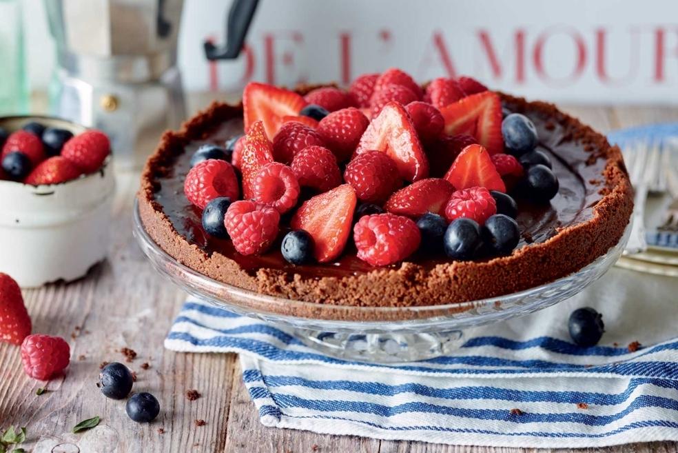 Tarte au chocolat et fruits rouges