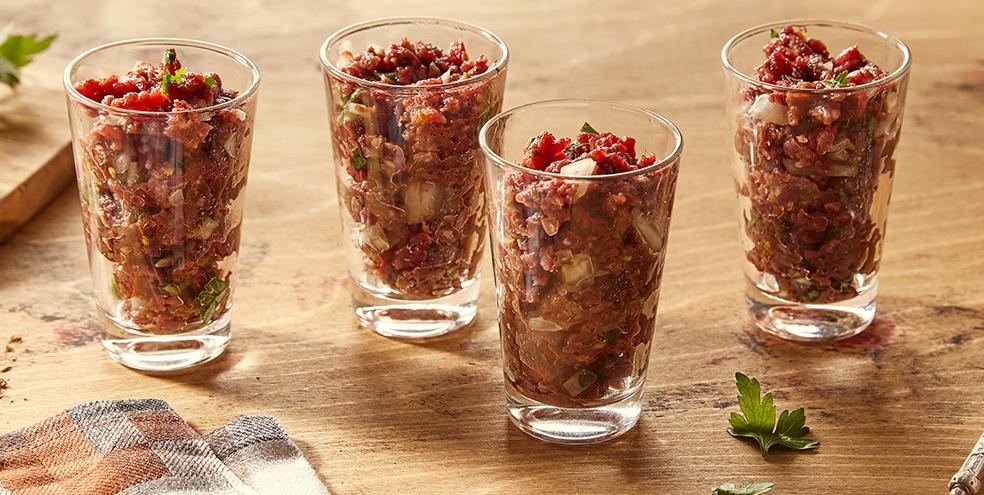 Verrines de tartare de boeuf au zaatar