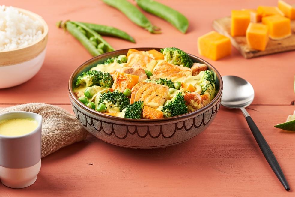 Curry de saumon au lait de coco et courge