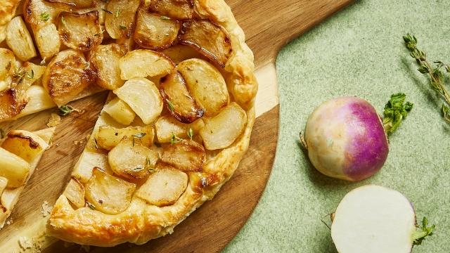 Tarte tatin de navets au miel