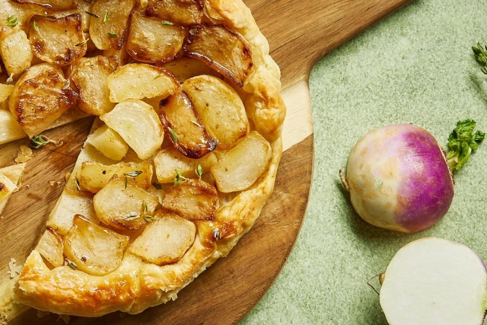 Tarte tatin de navets au miel
