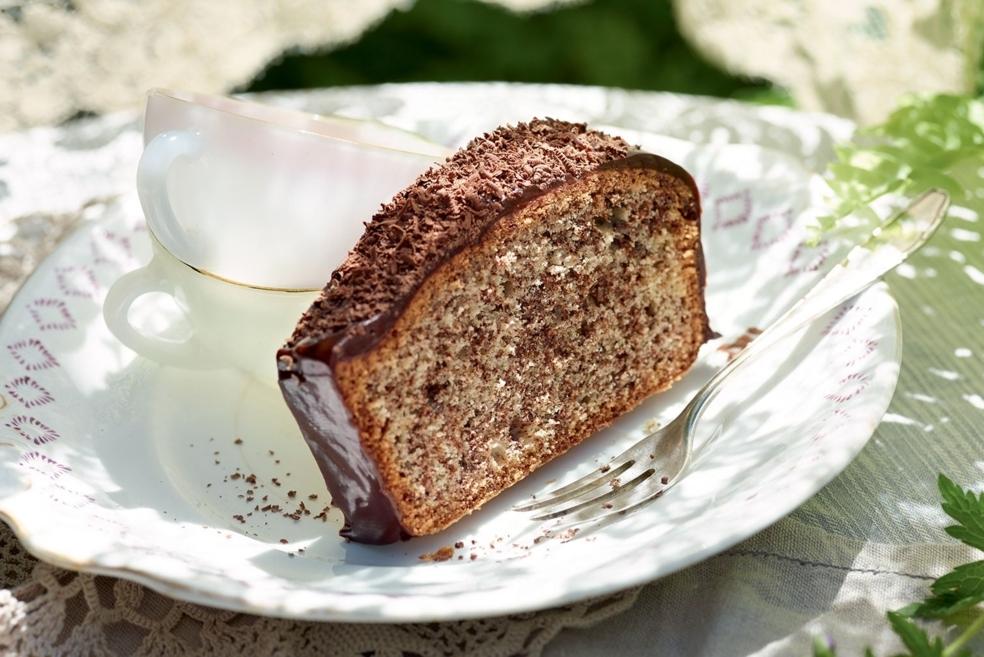 Cake stracciatella nappé au chocolat