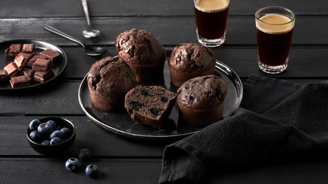Muffins chocolat noir et myrtilles