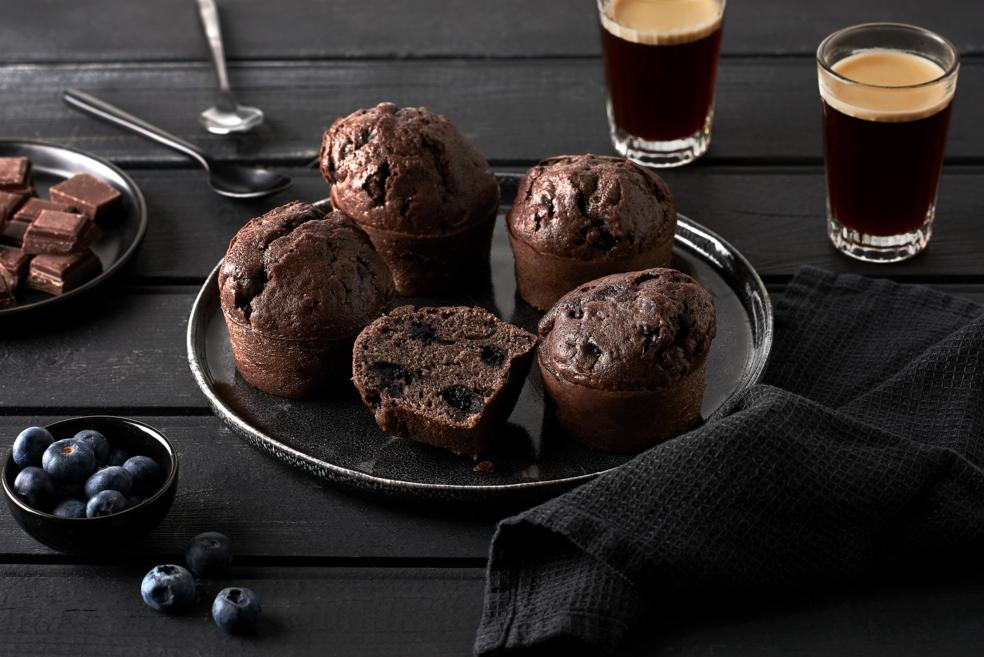 Muffins chocolat noir et myrtilles