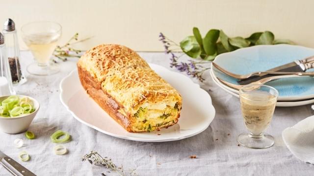 Croque cake au brie et aux poireaux