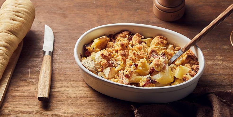 Crumble panais lardons