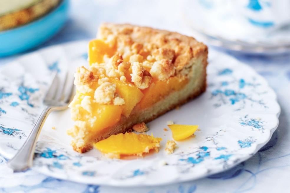 Tarte aux pêches et crumble
