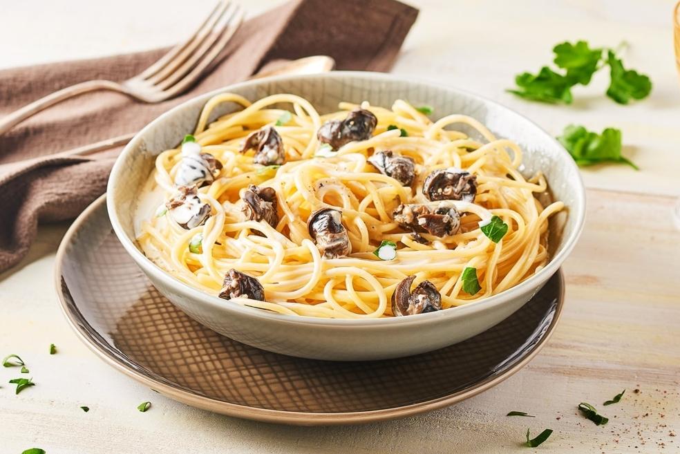 Spaghetti à la bière et aux escargots