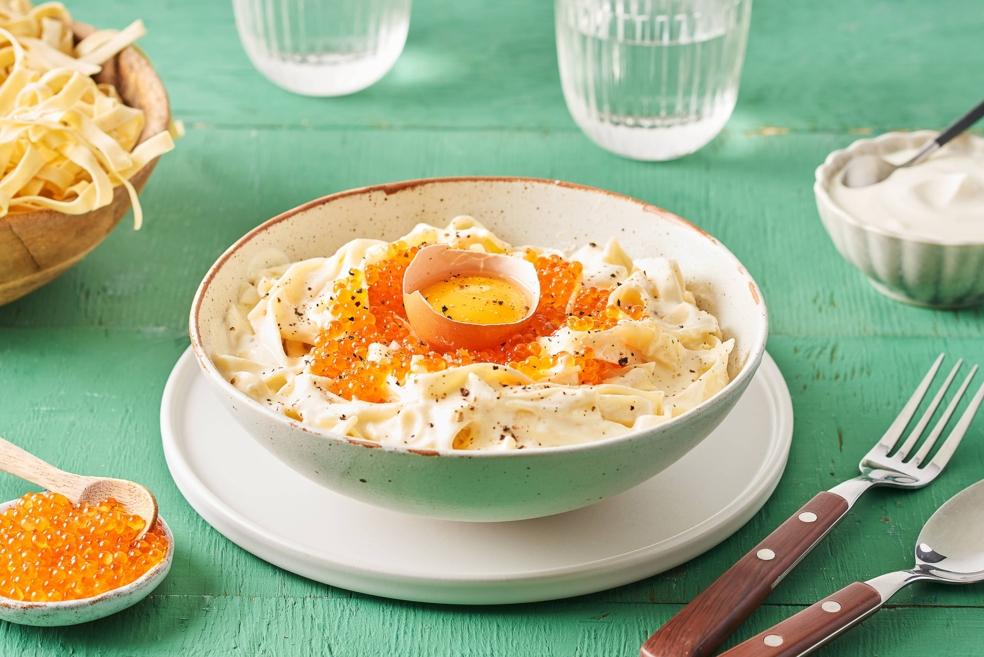 Tagliatelles aux œufs de truite et cerfeuil