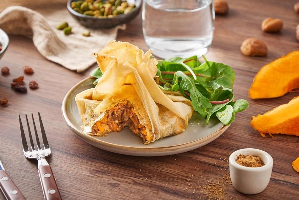 Pastilla de potimarron, champignons et châtaignes