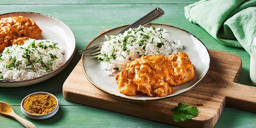 Cabillaud au curry et son riz à la coriandre