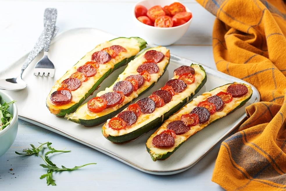 Courgette pizza au chorizo