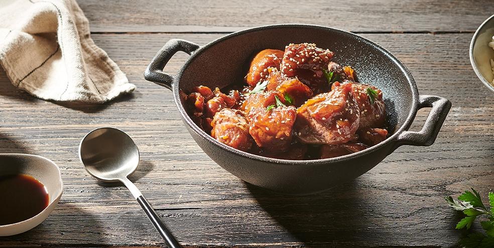 Porc au caramel et au sésame