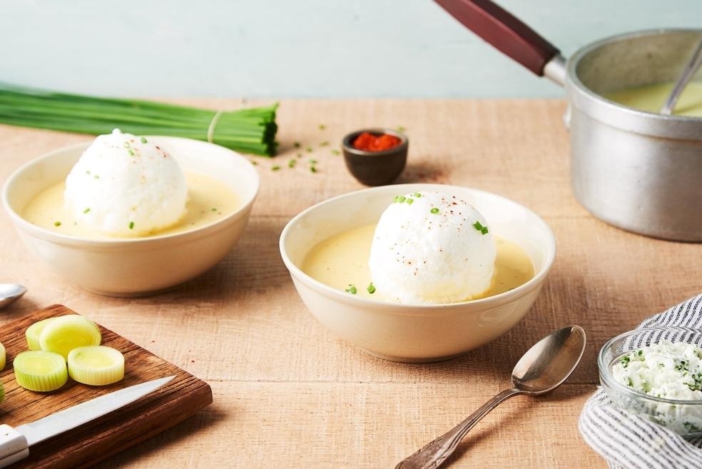 Ile flottante poireau chèvre