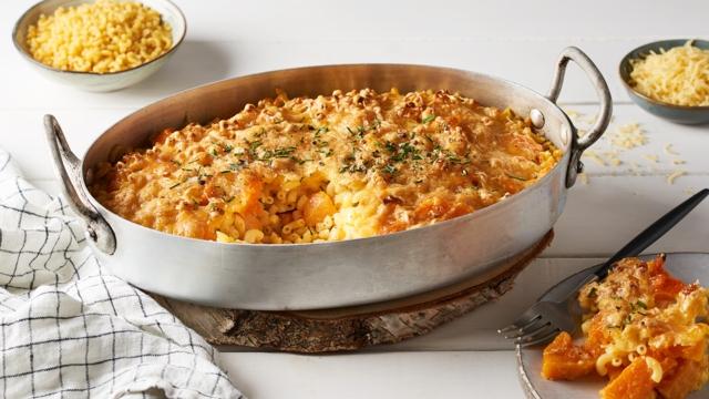 Gratin de coquillettes, butternut et fromage