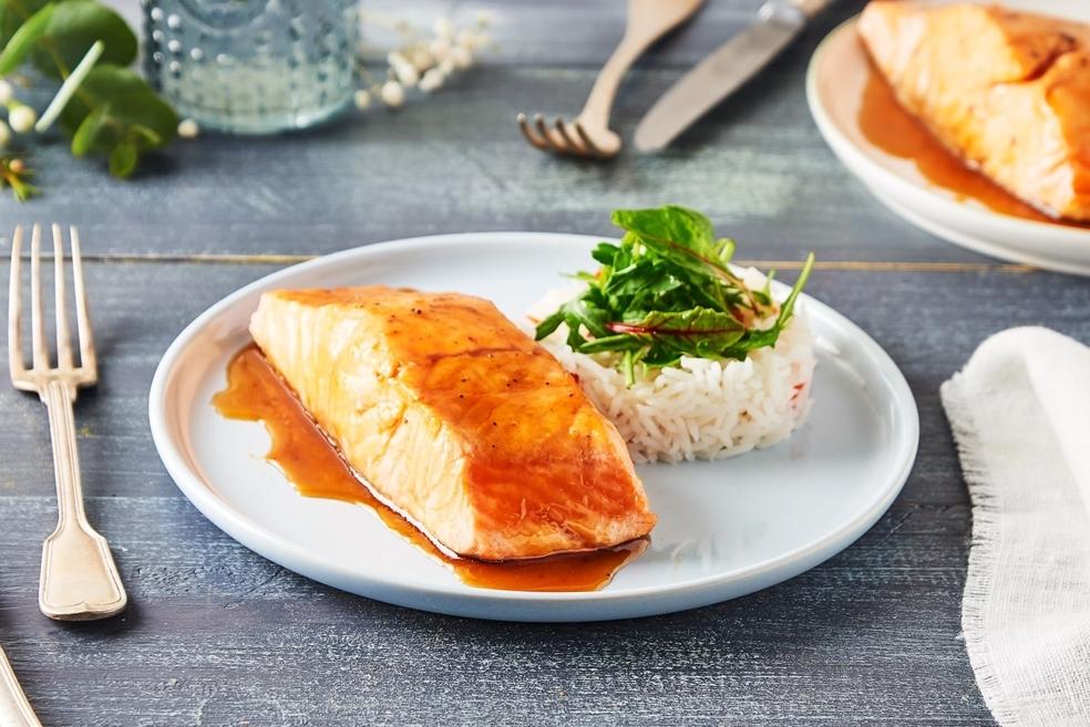 Pavé de saumon laqué à la bière