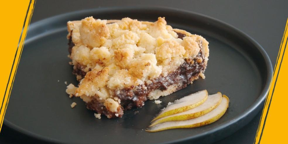 Tarte crumble poire chocolat