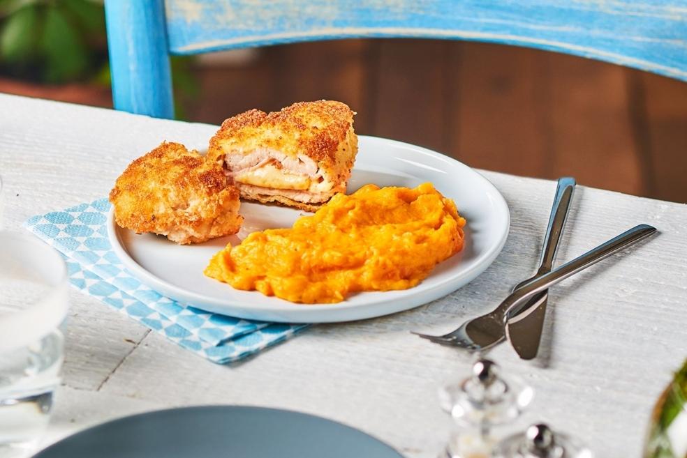 Cordon bleu maison et purée de légumes