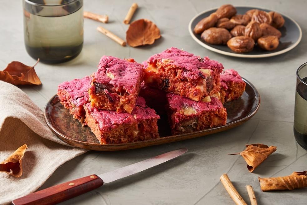 Brownie à la betterave et aux marrons
