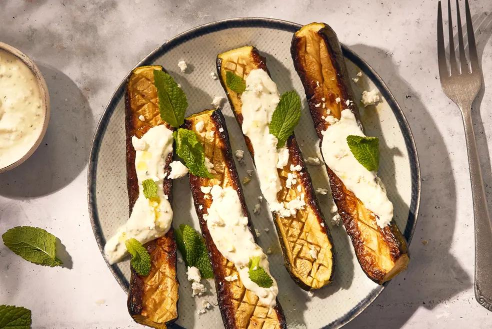 Courgettes grillées à la crème de feta