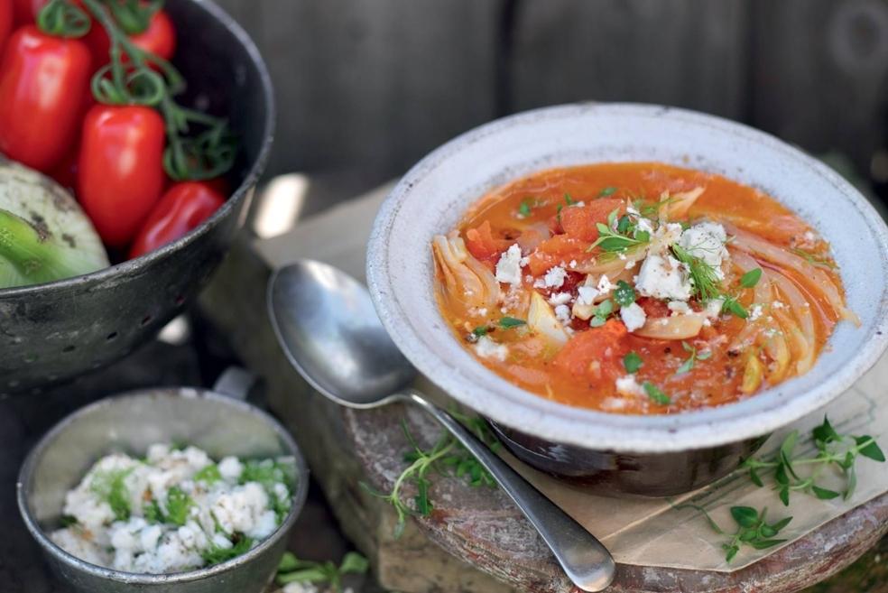 Soupe de tomates, fenouil et feta