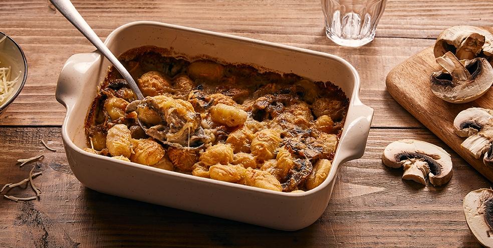 Gnocchis gratinés à la crème de champignons