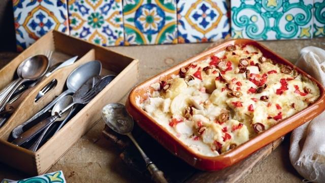 Gratin de cabillaud aux pommes de terre et olives