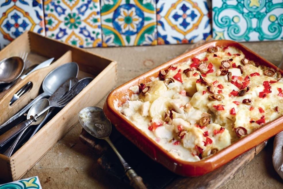 Gratin de cabillaud aux pommes de terre et olives