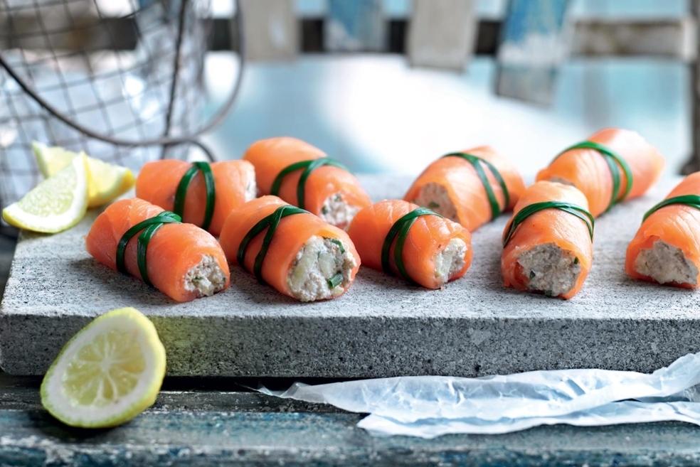 Roulés de saumon à la crème et aux pommes