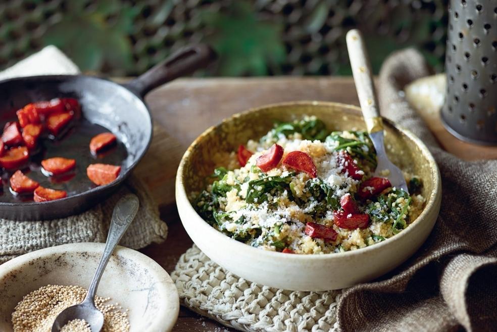 Risotto de quinoa aux épinards et chorizo